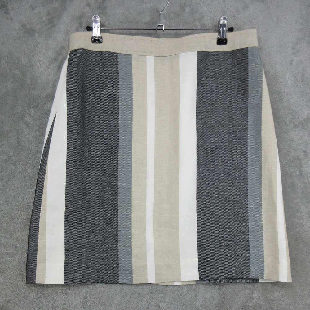 Ann Taylor Skirt Womens Size 10 Linen Blend Straight Pencil Quiet Luxury Zip